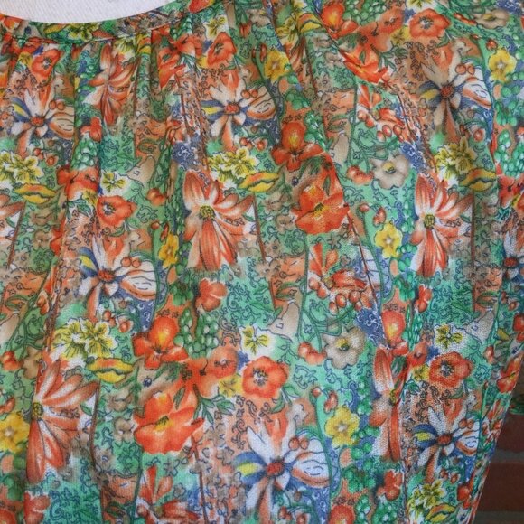 Vintage Kay Windsor women’s midi dress semi sheer floral print short sleeve cott - Picture 3 of 12